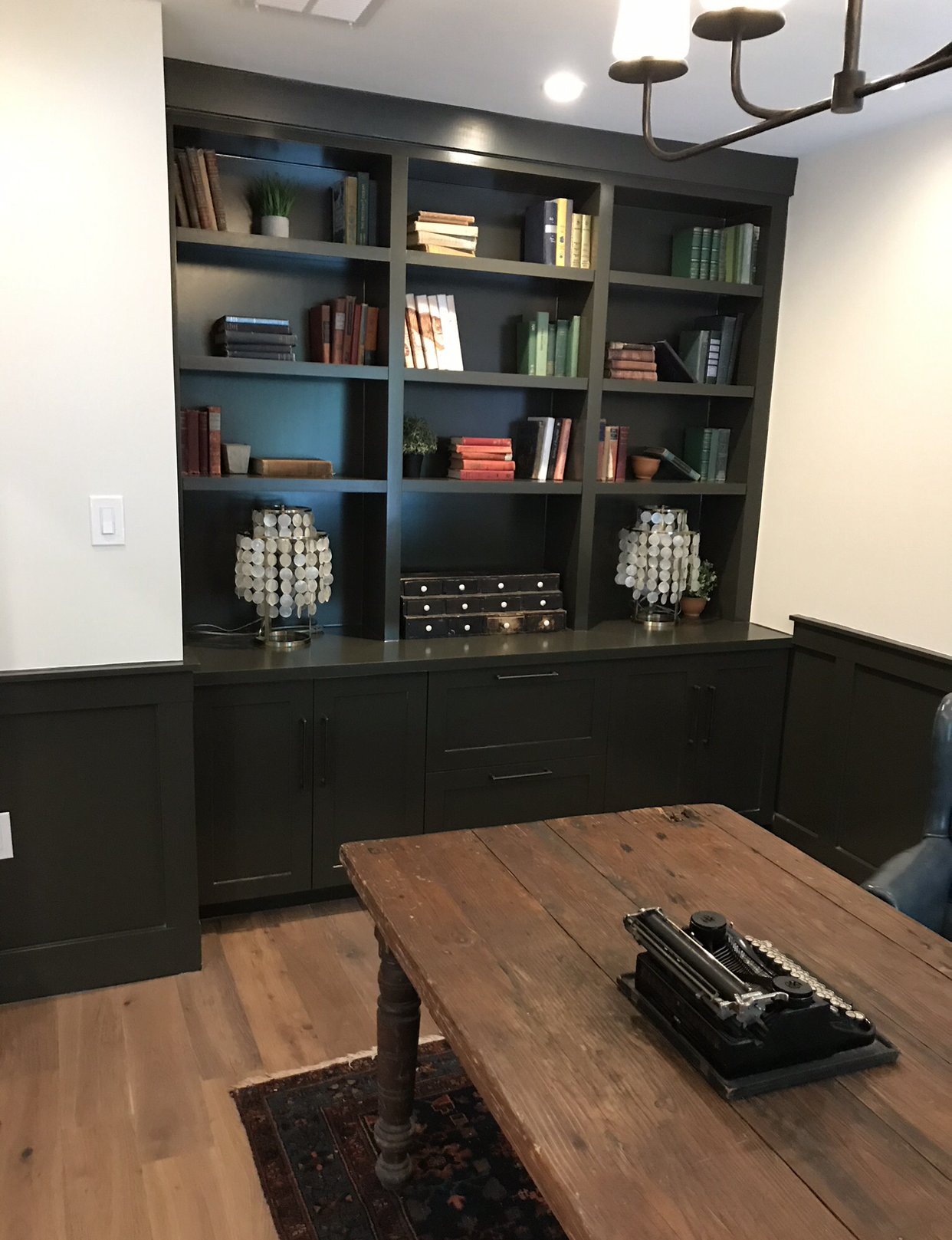 Black Built In Bookcase with Black Hardware