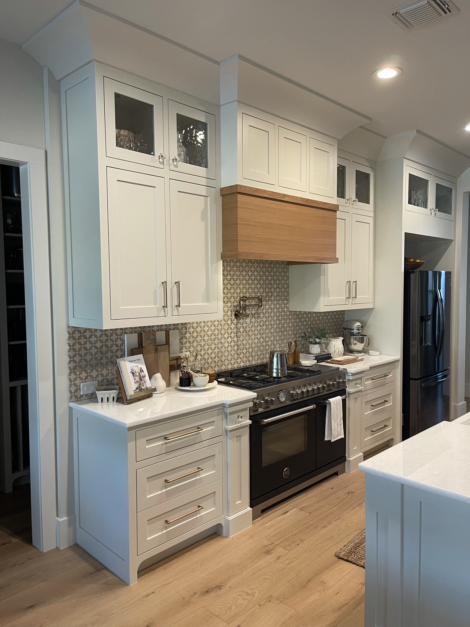 Modern Farmhouse White Cabinetry with Silver Pulls