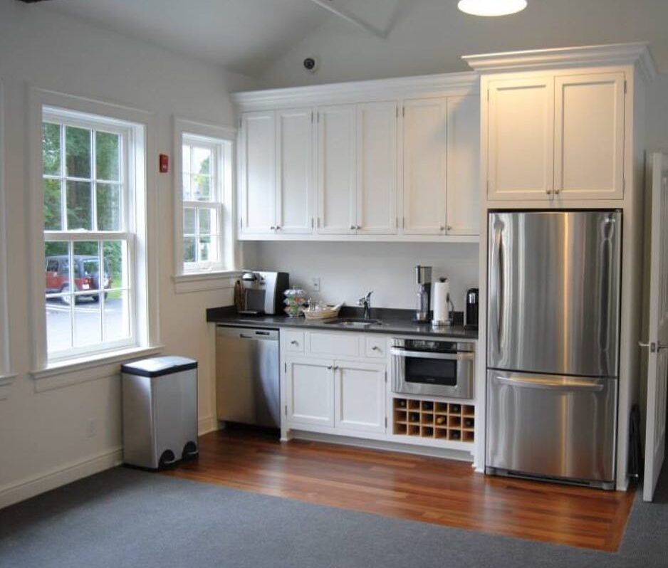 White Kitchen Cabinets with Built in Oven and Wine Rack